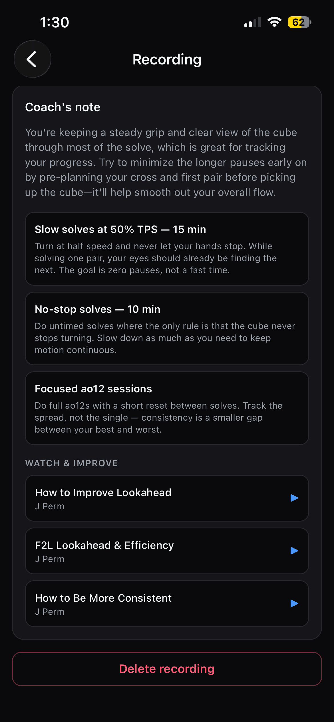 AI coaching estimates with locally selected drills